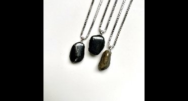 Gemstone ketting Obsidiaan goud