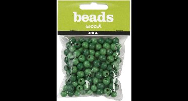 Houten Kralen, d 10 mm, gatgrootte 3 mm, ca. 70 stuk, groen, 20 gr/ 1 doos