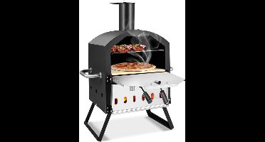 RVV® Pizza oven Buiten - Pizza oven Buiten - Pizza oven Buiten Gas - pizzaoven met 2 niveaus -Zwart- 31 cm x 54 cm x 72 cm