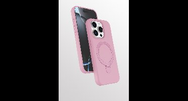 Hoesje Geschikt voor iPhone 15 Pro Max hoesje zacht siliconen Licht Roze - Liquid Backcover ring hoesje Geschikt voor Magsafe