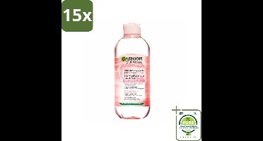 15 x Garnier - SkinActive - Micellair Reinigingswater - Rozenwater - Stralende Huid - 400 ml - Grootverpakking - Micellair Water - Reinigingswater - Rozenwater - Stralende Huid - Gevoelige Huid