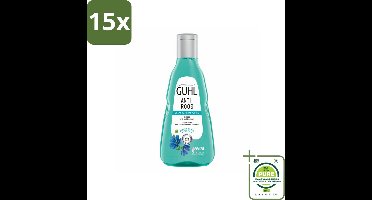 15 x Guhl - Shampoo - Anti-Roos - 250 ml - Grootverpakking - Roos Shampoo - Anti-roos Shampoo - Hoofdhuidverzorging - Kalmerende Shampoo - Shampoo Met Blauwe Malva