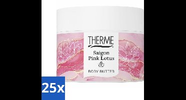 25 x Therme - Saigon Pink Lotus - Bodybutter - Hydraterend - Verzorgend - 225gr - Bodybutter - Hydratatie - Huidverzorging - Roze Lotus - Amber
