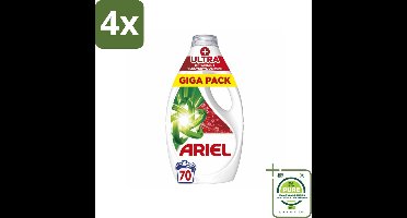 Ariel - Vloeibaar Wasmiddel - +Ultra Vlekverwijderaar - 70 Wasbeurten - 3150 ml - Voordeelverpakking - 4 stuks - Ariel wasmiddel - Vlekkenverwijderaar