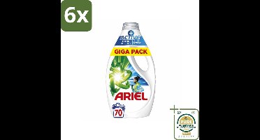 Ariel - Vloeibaar Wasmiddel - +Actieve Odor Defense - 70 Wasbeurten - 3,15 liter - Voordeelverpakking - 6 stuks - Wasmiddel voor zweetgeuren - Wasmiddel met Febreze