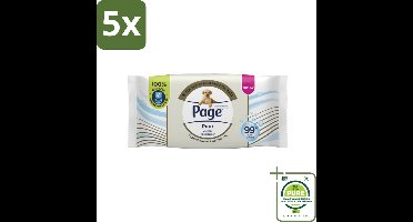 5 x Page – Vochtig Toiletpapier – Puur – 38 doekjes - Grootverpakking - Vochtig Toilet Papier - Hypoallergeen Toilet Papier - 100% Doorspoelbaar Toilet Papier - Plasticvrij Toilet Papier - Huidvriendelijk Toilet Papier