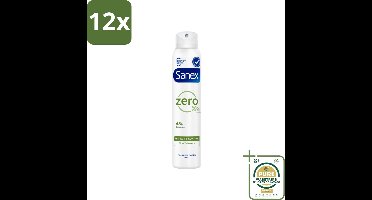 Sanex - Deodorant Spray - Zero% Normal Skin - Zonder Toevoegingen - 200 ml - Voordeelverpakking - 12 stuks - Natuurlijke deodorant - Aluminiumvrij deodorant