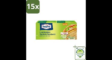 15 x Toppits – Lunchzakjes – Hersluitbaar – 1 Liter – 50 Zakjes - Grootverpakking - Sandwichzakjes - Lunchzakjes - Snacks - Broodjes - Fruit