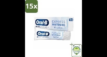 15 x Oral-B - 3D White Advanced – Tandpasta – Express Whitening – Fresh Glow – 75 ml - Grootverpakking - Tandpasta - Witte Tanden - Glanzende Tanden - Vlekverwijdering - Mondgevoel