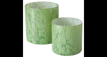 Theelichthouder groen set van 2 stuks . Boltze 8x8cm 10x10cm