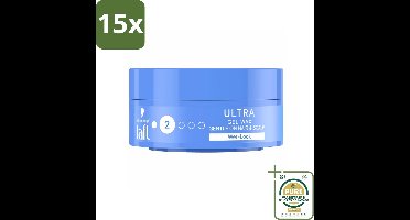 15 x Taft - Ultra 2 - Gel Wax - Wetlook - 75 ml - Grootverpakking - Haar Wax - Gel Wax - Wetlook - Haartypen - Haartypen Styling
