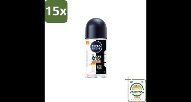 15 x NIVEA MEN - Deodorant Roller - Black & White Ultimate Impact - 50 ml - Grootverpakking - Deodorant Roller - Anti-vlekken - Zweetbescherming - Geurbescherming - Huidbescherming