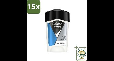 15 x Rexona Men - Deodorant Stick - Maximum Protection Clean Scent - Anti-transpirant - 45 ml - Grootverpakking - Anti-transpirant - Deodorant Stick - Mannelijke Geur - Zweetbescherming - Frisheid