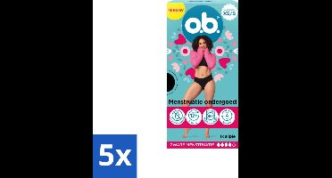 5 x o.b. - Onderbroek - Herbruikbaar Menstruatieondergoed - Voor Vrouwen - Maat XS/S - 1 onderbroek - Herbruikbaar Menstruatieondergoed - Menstruatiebroek - Menstruatiebescherming - Menstruatieondergoed XS/S - Menstruatieondergoed Zwart