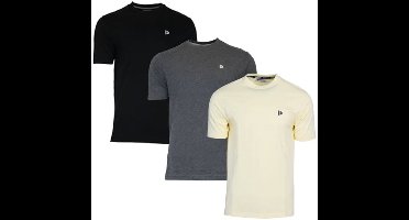3-Pack Donnay - T-shirt (Vince) - Sportshirt - Heren - Black/Charcoal/Pastel Yellow (764) - maat 3XL