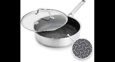 GreenPan Apex Hapjespan -24cm - Honinggraat - Keramisch - PFAS-vrij - Inductie hapjespan - Ovenbestendig tot 220°C - Vaatwasserbestendig - RVS handgrepen – Roestvrijstaal