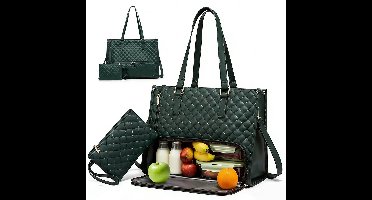 2-in-1 draagtas - 42*18*30 cm - Combinatie van handtas en lunchtas - Geïsoleerde lunchtas - Laptoptas - Ruime, verdikte laptoptas met zakelijke uitstraling - Geschikt voor het meenemen van lunch, laptops, schrijfwaren, enz.