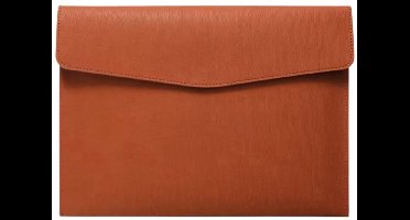 MDUG A4 leren documententas - Bruin - met drukknoopsluiting - Kan gebruikt worden als map, envelop, documentenorganizer of opbergtas - Geschikt voor het opbergen van bonnetjes, contracten, briefpapier, tablets