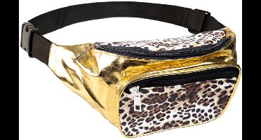 Partyxplosion Carnaval verkleed Heuptasje - panter print - goud - volwassenen - foute party