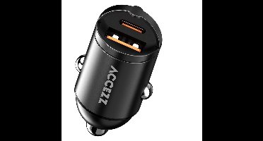 Accezz Autolader USB C & USB A - Snellader 65W - Compacte Auto Oplader - USB lader - Zwart