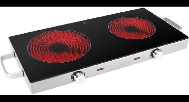 RVV® Elektrische Kookplaat 4 Pits - Elektrische Fornuis - Elektrische Kookplaat Vrijstaand - 4 Kookzones - Kinderslot - Zilver - 66cm x 35cm x 10cm