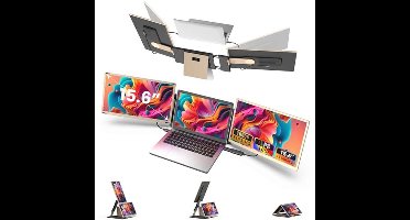 Kwumsy Portable Monitor for Laptop - 15.6 inch FHD 1080P Portable Screen, Monitor with Support 90°-235° Rotation, Compatible with Wins/Mac/PC (HDMI/Type-C/H5-T)