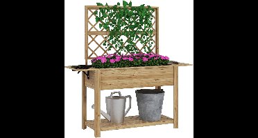 Plantenbak – Bloembak – Moestuinbak – Kweekbak – Verhoogde Bak – Hout – Met Trellis – 140x45x151 cm – Op Poten