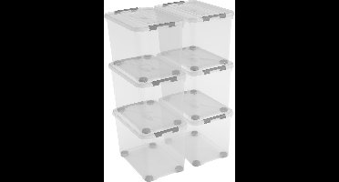 Curver Handy+ Opbergbox - 65L - 6 stuks - Transparant met deksel