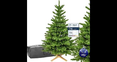 Premium Kunstkerstboom 150 cm Nordmann Fir | Dichte PVC Naalden | Inclusief Houten Stand en Opbergtas | Veilig voor Kinderen en Brandveilig | Realistisch Natuurgetrouw Design IndustrialHome
