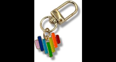 Regenboog Hart Sleutelhanger – Goudkleurig | Kleurrijk & Stijlvol Statement