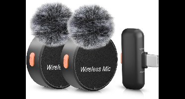 Draadloze dasspeldmicrofoon voor camera's, iPhones, Android-apparaten en pc's. Batterijduur van 18 uur, bereik van 50 meter met ruisonderdrukking voor vloggen.