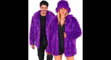 Bontjas Pluche Paars - Maat L-XL