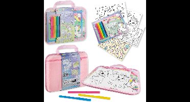 Unicorn Reispakket - Kleurboek en Tekenpakket Meisjes voor Onderweg - Reisspeelgoed met Stickerboek en Doeboek - Vakantieboek - Joya Creative