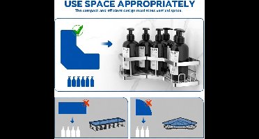 doucherek - Doucheplank - Zelfklevende Douche Plank Geen Boren, ZeepHouder Organizer, Badkamer Accessoire Opslag - set van 3 -22,5D x 12,5B x 7H centimeter