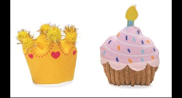 Beeztees knuffel cupcake en kroon 10 x 8 x 3 cm 2 stuks