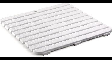 Douchemat - 55.00x3.00x55.00 cm - Wit - Kunststof - Vierkant - met houteffect - Antislip - Geschikt voor buiten