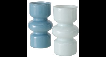 Boltze - Set van 2 - Vaasjes - Vazen - Maika - Glas – Blauw & Lichtblauw 18x10 cm – Glanzend