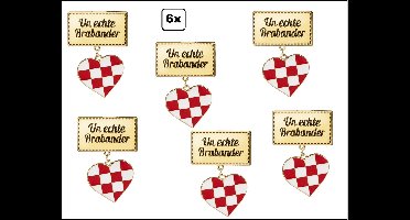 6x Badge/ broche rechthoek " Un echte Brabander"