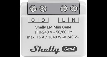 Shelly EM Mini Gen4 - compacte energiemeter 16A - Wi-Fi, Bluetooth en Zigbee