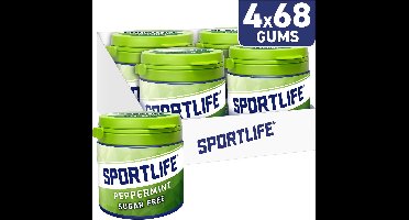 Sportlife Kauwgom peppermint pot - frisse suikervrije kauwgom - 4x102g