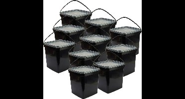 Eurocatch Emmer - Zwart met transparante deksel - Hersluitbaar - 10x - 5L