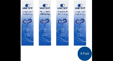 Unicare - Alles-in-één - 4 x 240ml Hoge Kwaliteit Lenzenvloiestof voor zachte lenzen - Voordeelverpakking incl. 4 lenzendoosjes