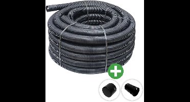 Deltaline Drainagebuis Blind PE – 50 mm – 20 m – Incl. Eindkap & Sok Klikmof 50 mm PP - 1 t/m 25 m - Drainage Kaal