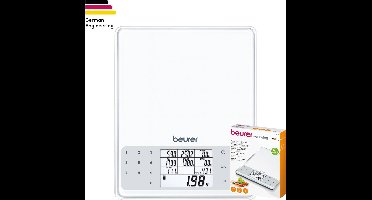 Beurer DS 61 Digitale Dieet Keukenweegschaal - Analyse 950 levensmiddelen - Touch bediening - Tarra functie - Tot 5 kg - Incl. batterijen - 3 Jaar garantie - Wit