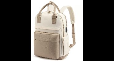 YOZHIQU Damesrugzak - Reistas - Maximale capaciteit - Laptoprugzak - Waterdichte studentenrugzak - Geschikt voor school, universiteit, reizen - Beige
