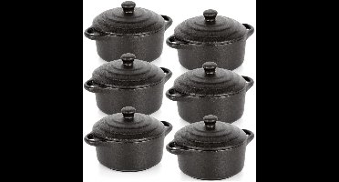 Vilde - Porseleinen Ovenschaaltjes - 300 ml - Met Deksel - 6 stuks