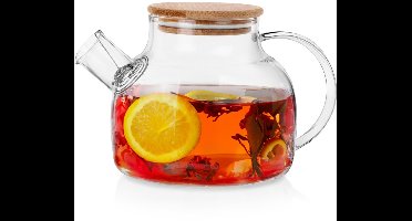 Vilde - Glazen Thee- en Koffiekaraf - 1L - Bamboe Deksel - Met Filter