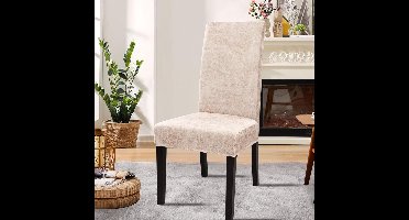 stoelhoezen - set van 6 - lederen - stretch fit - elastisch - universeel - 45D x 45B x 55H centimeter - Ademend - Anti-kreuk - Krasbestendig - Machinewasbaar - Effen - Kleur : beige