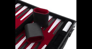 Backgammon 15" rood / zwart / wit gestikt