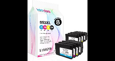 Inktdag inktcartridge voor HP 953/HP 953XL inktcartridges multipack, hp 953xl inktcartridges van 8 kleuren (2*BK, C, M en Y) voor HP OfficeJet Pro 8740, 8719, 8720, 8710, 8715, 8725, 7740, 8218, 8718, 8210, 8716, 8730, 8728 (All-in-One)
